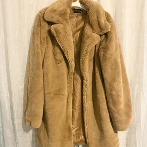 Camel/tan faux fur coat